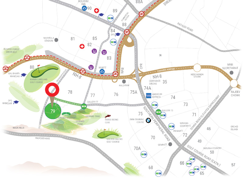 M3M Antalya Hills Gurgaon Location Map