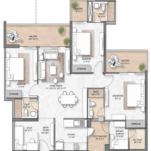 M3M Crown Floor Plan