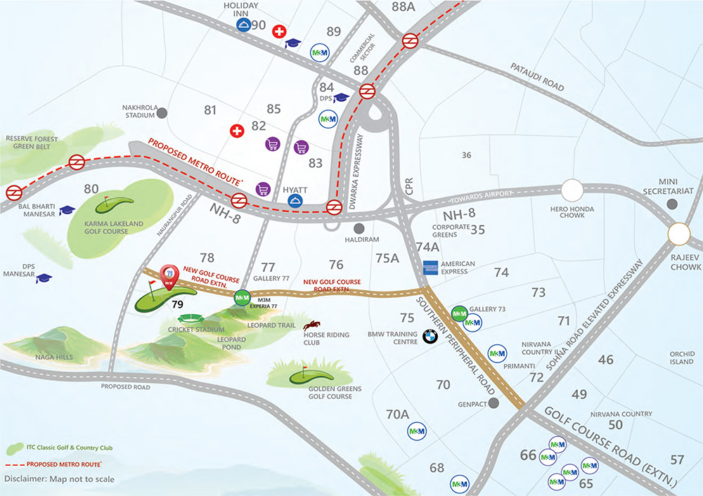 M3M Golf Hills Location Map